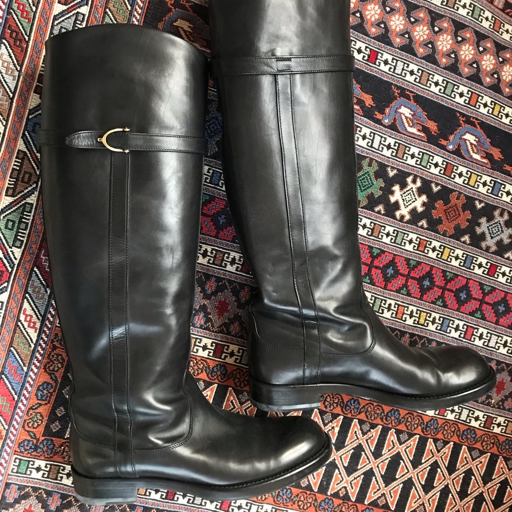 Gucci Black Leather Tall Riding Boots